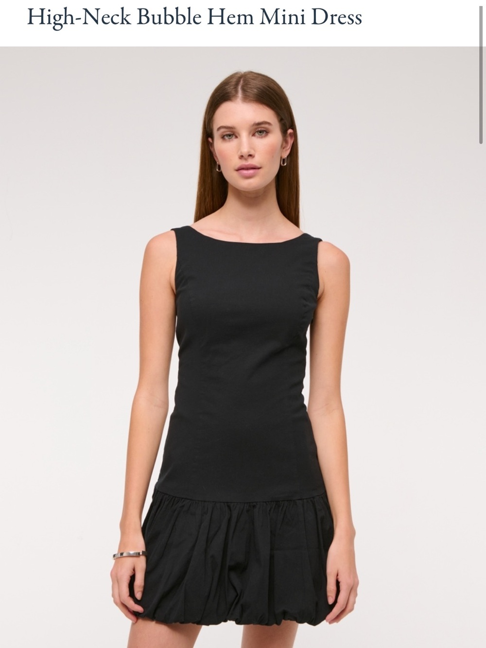 Abercrombie & Fitch Black High-Neck Bubble Hem Mini Dress - NWT